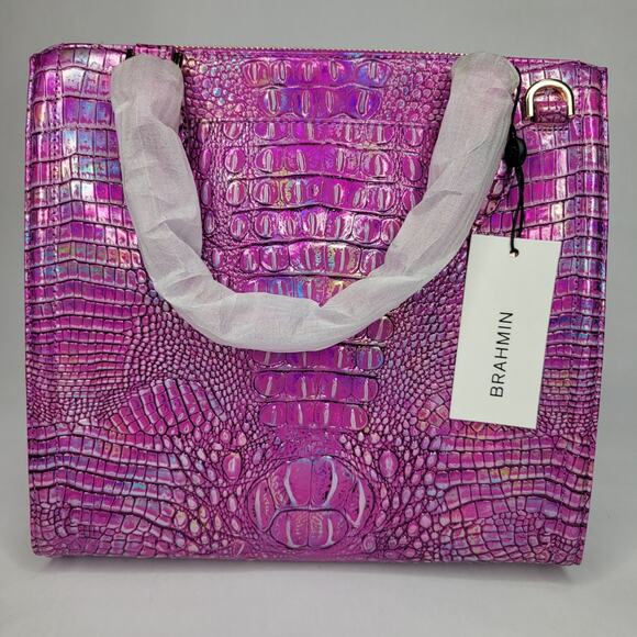 BRAHMIN Small Caroline Azalea Mini Melbourne Genuine Leather Hologram NWT - Picture 9 of 16